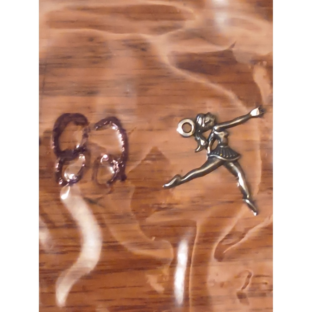 Vintage Ballerina Charm Pendant Silver Tone Leaping Dancer Hollow Back 89 Mark